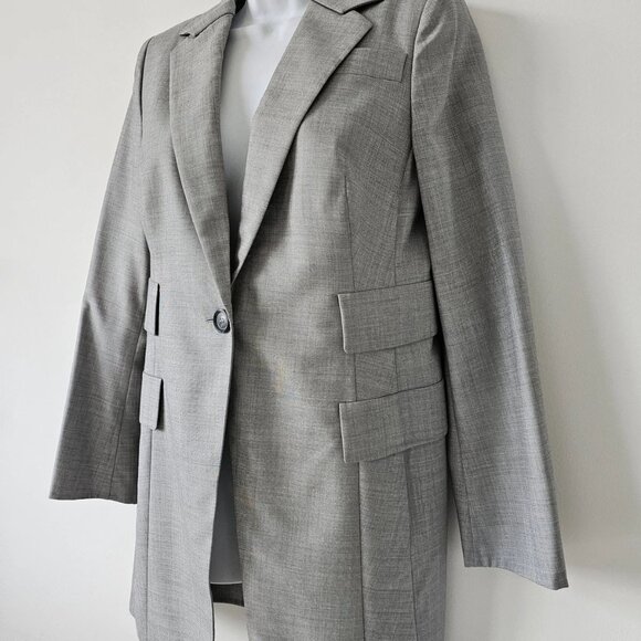 New AKRIS Strada Grey Wool Silk Melange 1 Button Long Pasotti Blazer Jacket 8 - Picture 2 of 7
